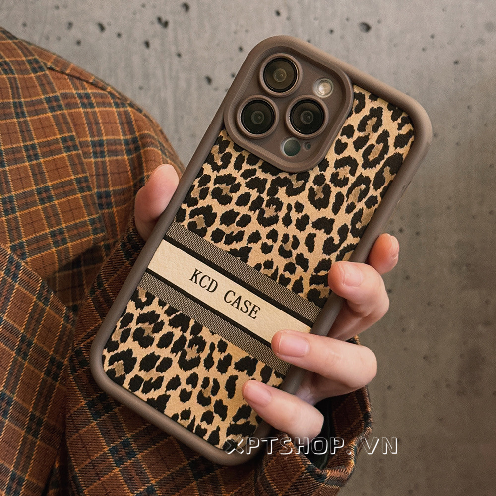สีน้ําตาลเสือดาวพิมพ์ตัวอักษรเคสโทรศัพท์สําหรับiphone 16ProMax 16Pro 16Plus 15ProMax 14 13 12ProMax 11 Full Coverageกันกระแทกป้องกันปลอกอ่อน