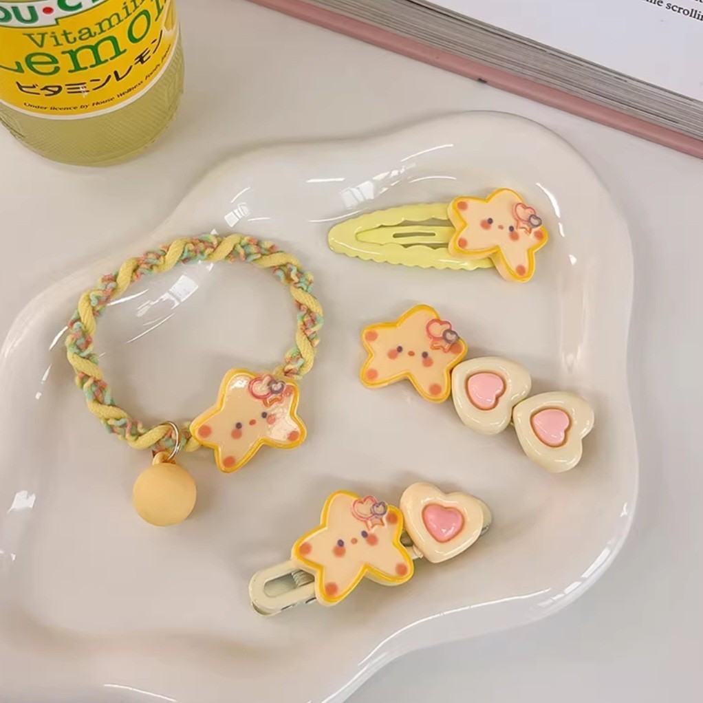 Elves พร้อม💟ยางรัดผม กิ๊บลายดาว ยืดหยุ่นสูง คาวาอี้ ทนทาน "TM-5" ถูกมาก