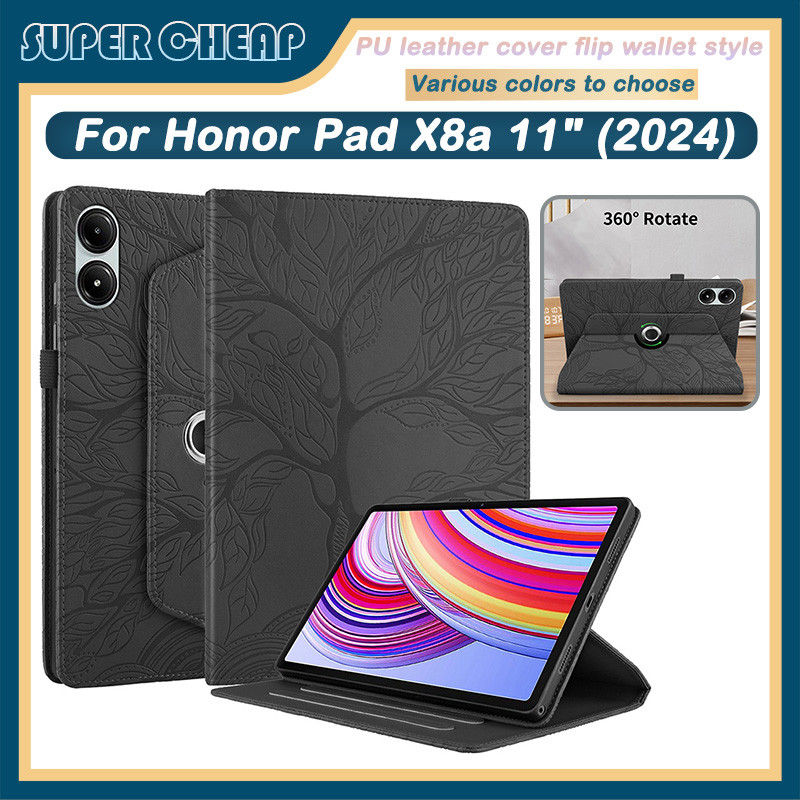 สําหรับ Honor Pad X8a 11 "2024 Flip Book สไตล์ 360 หมุน PU หนัง Soft TPU ฝาหลัง