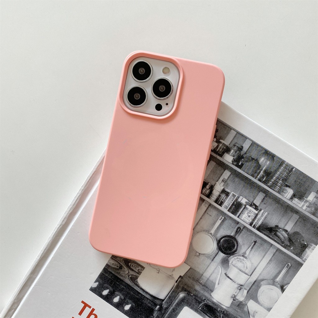 เหมาะสําหรับ iPhone 15 Pro16 PRO 14 ซิลิโคนเหลวเทียม TPU รูขนาดใหญ่โทรศัพท์แม่เหล็กสีทึบ