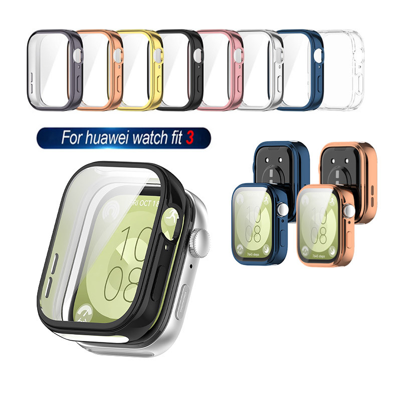 เคสป้องกันสําหรับนาฬิกา Huawei Fit 3 หน้าจอ Soft TPU Protector Shell สําหรับ Huawei Watch Fit3 กันชนชุบกรณีอุปกรณ์เสริม