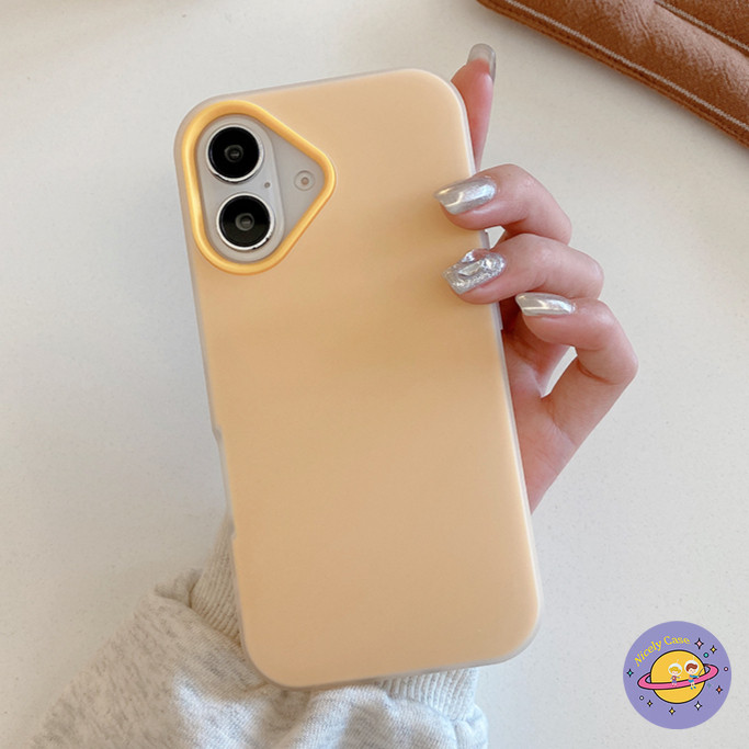 Simple 2 in 1 Pure สีเคสโทรศัพท์สําหรับ iPhone 16 15 14 13 12 Pro Max 11 16Pro กันกระแทก TPU + PC Big Hole ป้องกันปกหลัง