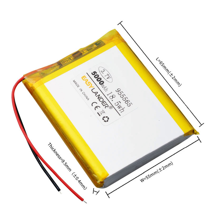 955465 955565 3.7V 5000mAH Rechargeable Lithium Polymer Battery