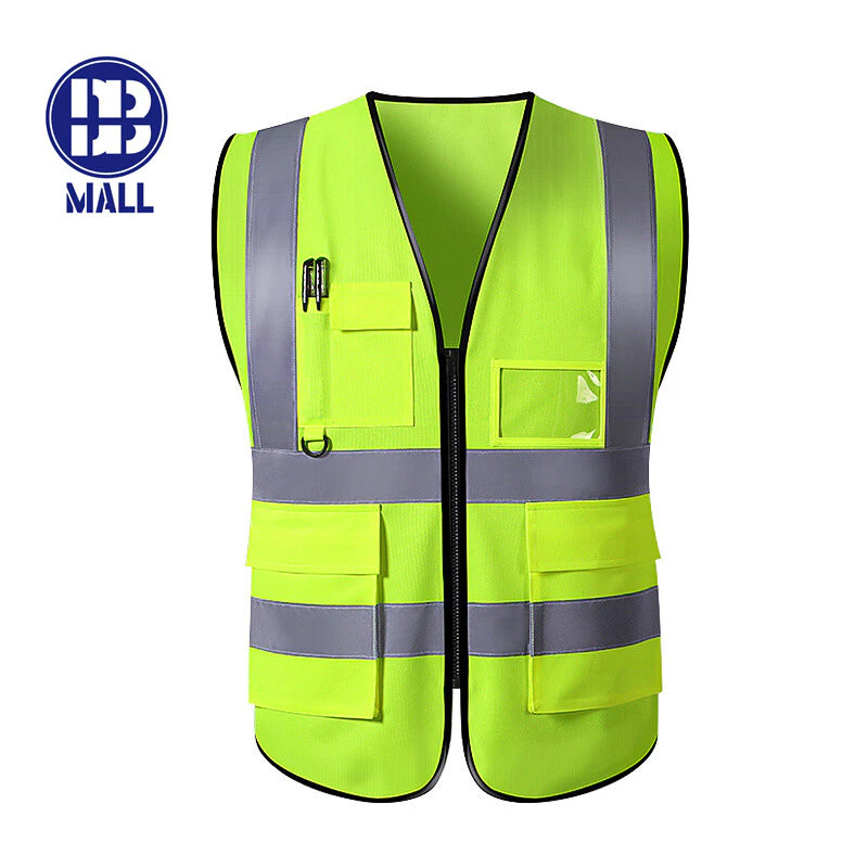 เสื้อกั๊กสะท้อนแสงเพื่อความปลอดภัย รุ่นมีกระเป๋าReflective Safety Vest เสื้อกั๊กจราจร เสื้อกั๊กทำงาน