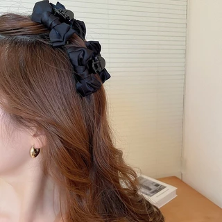 DREJEW เดรช อะคริลิกิ๊บโบว์สีดําที่ทันสมัยและส่วนบุคคลขนาดเล็กคว้าคลิปแสงหรูหรา จินตนาการ เจ้าหญิงเครื่องประดับผมใหม่