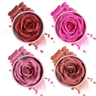 VERONNI บลัชออน 4 สี ดีไซน์กลีบกุหลาบดอกไม้ สามมิติ เม็ดสีเข้มข้น ติดทนยาวนาน ไฮไลท์กระจ่างใส ให้ลุคธรรมชาติ ของขวัญคริสต์มาส เครื่องสำอางใบหน้า