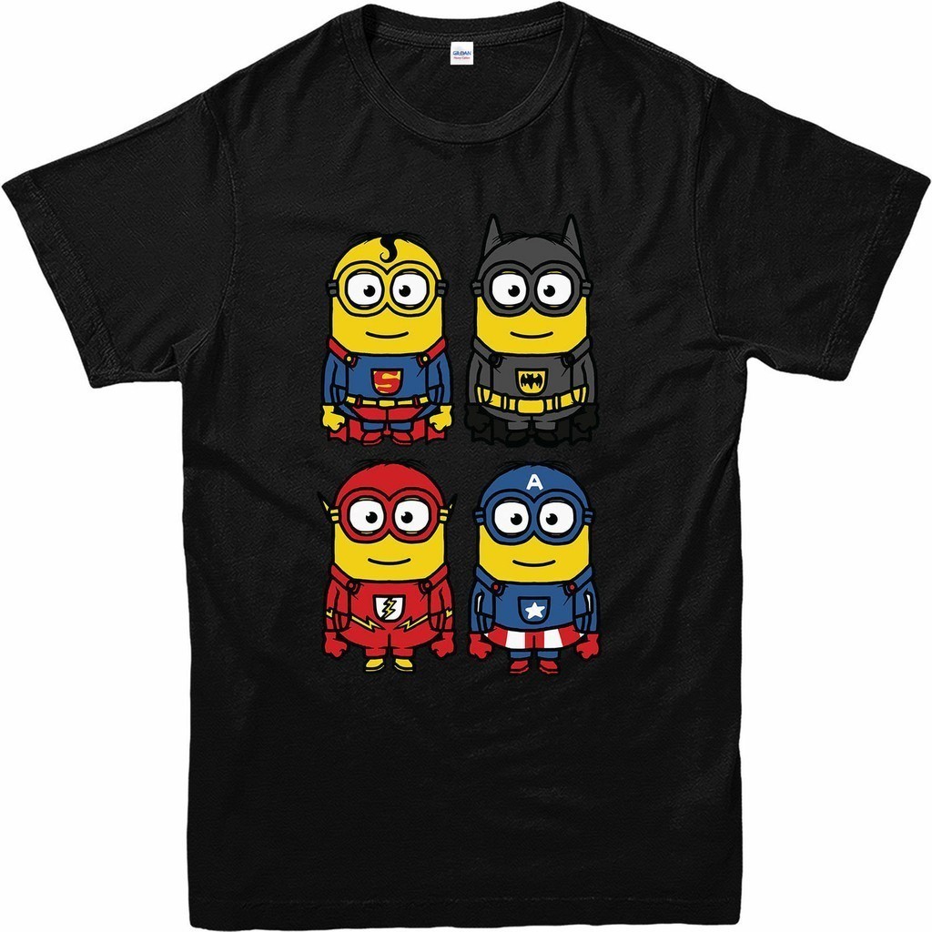 [พร้อมส่ง] ใหม่ Minions Hero Men T-Shirt Marvel DC Comics Superheroes Adult_01Size S-5XL
