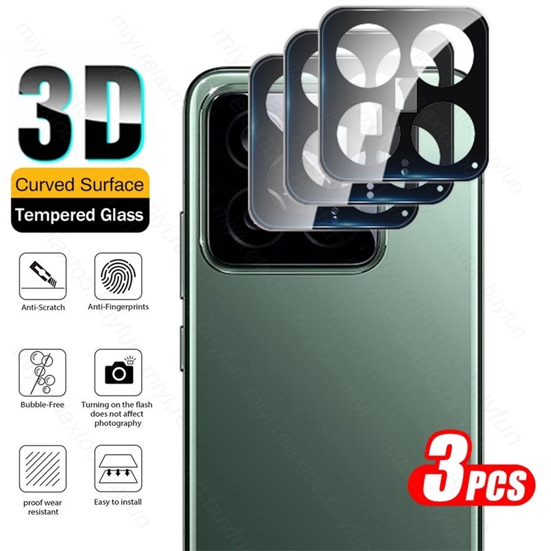 Xiaomi14 14Pro 14TPro 13Pro 13Ultra 3 ชิ้น 9H HD สีดําเลนส์กล้องฟิล์มกระจกนิรภัยสําหรับ Xiaomi 14 14T 13 Pro Ultra Civi Anti-Fingerprints เลนส์โทรศัพท์กันชน Protector
