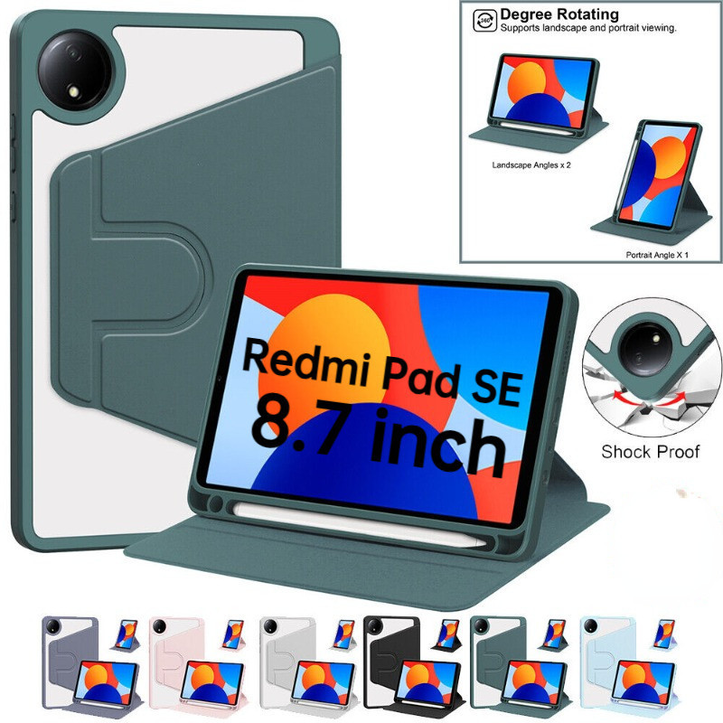พร้อมช่องใส่ปากกา สําหรับ Xiaomi Redmi Pad SE 4G 8.7 นิ้ว 2024 อะคริลิค หมุนกันกระแทก ฝาครอบขาตั้ง 031
