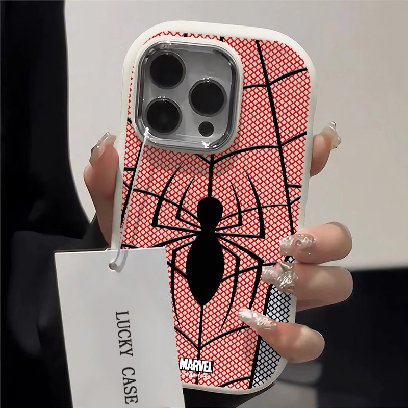 การ์ตูน Chaoku Spider Man ชุดเคสโทรศัพท์สําหรับ IPhone11 12 13 14 15Pro Max Xr X XsMax 7 8 16 Plus Se2020 เลนส์กันกระแทกซิลิโคนนุ่ม TPU ฝาหลัง