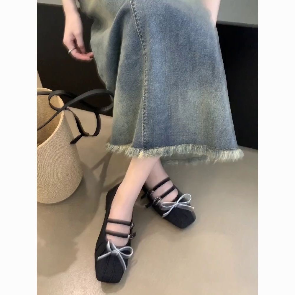 กันลื่น Mary Jane Soft-Soled Boat Shoes Gentle New Style Casual French Style