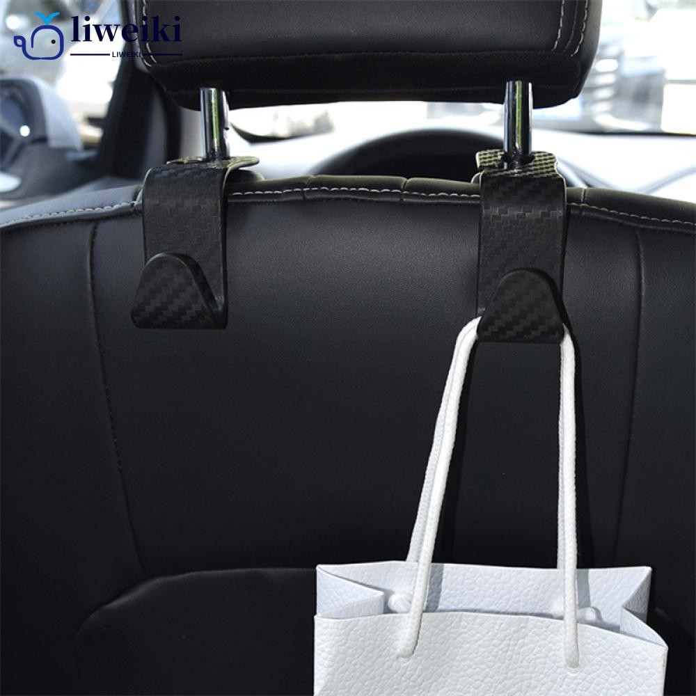 Liweki 1PC คาร์บอน Fibre รถที่นั่ง Hooks แขวนเบาะหลัง Organizer Hook Auto อุปกรณ์ตกแต่งภายใน U9Y3