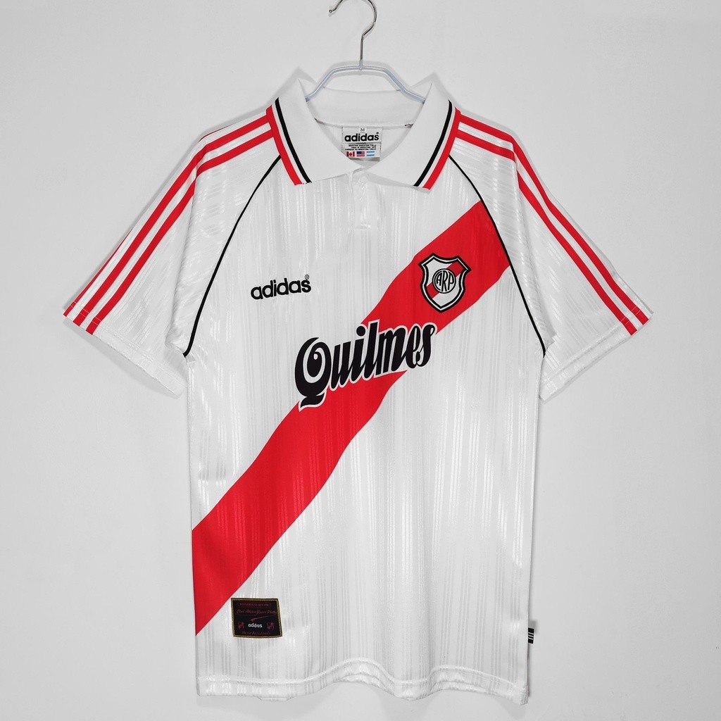 Jersey ทีมเหย้า Retro River Plate 1995-1996 สไตล์คลาสสิก พร้อมแขนสั้น ขนาดพอดีตัวสำหรับผู้ชาย