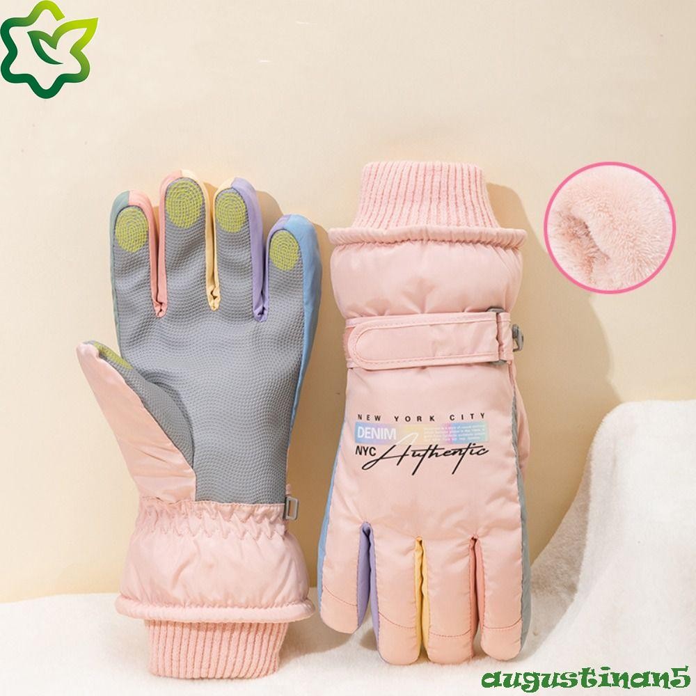 Augustinan ถุงมือสโนว์บอร์ด,หน้าจอสัมผัสกันน้ําถุงมือเล่นสกี,ยืดหยุ่นWindproof Thicken Keep Warm Full Finger Mittens Man