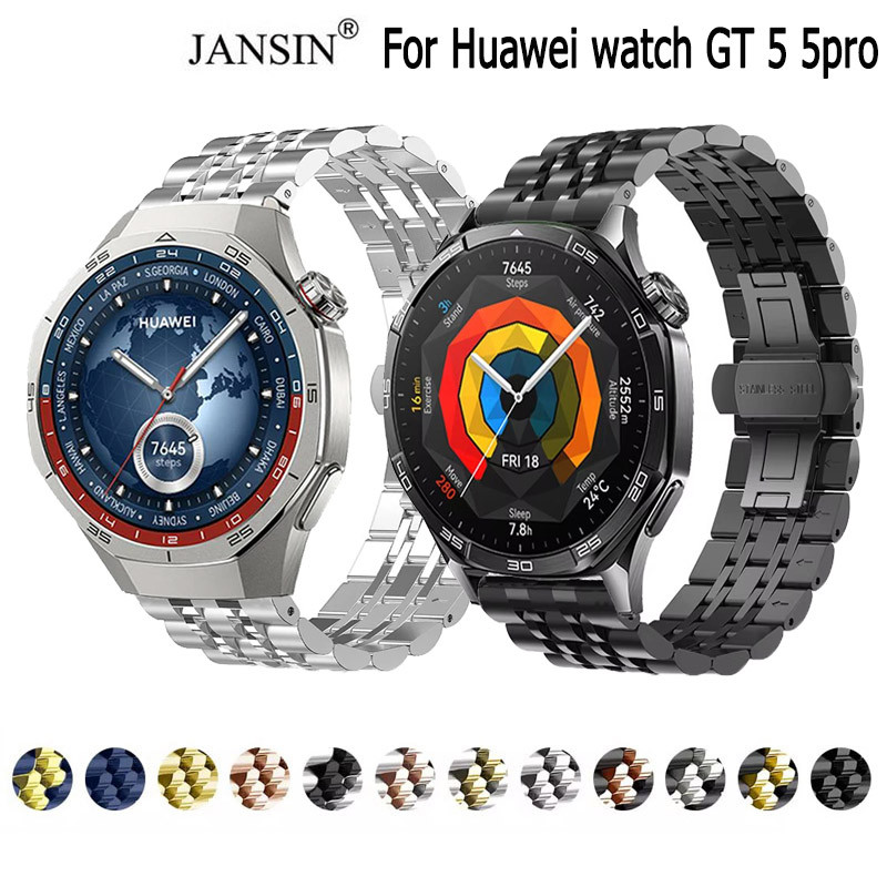 สแตนเลสสตีลสําหรับ Huawei Watch GT 5 46 มม.สร้อยข้อมือสําหรับนาฬิกา Huawei watch GT 5 Pro 46 มม.สายโลหะ
