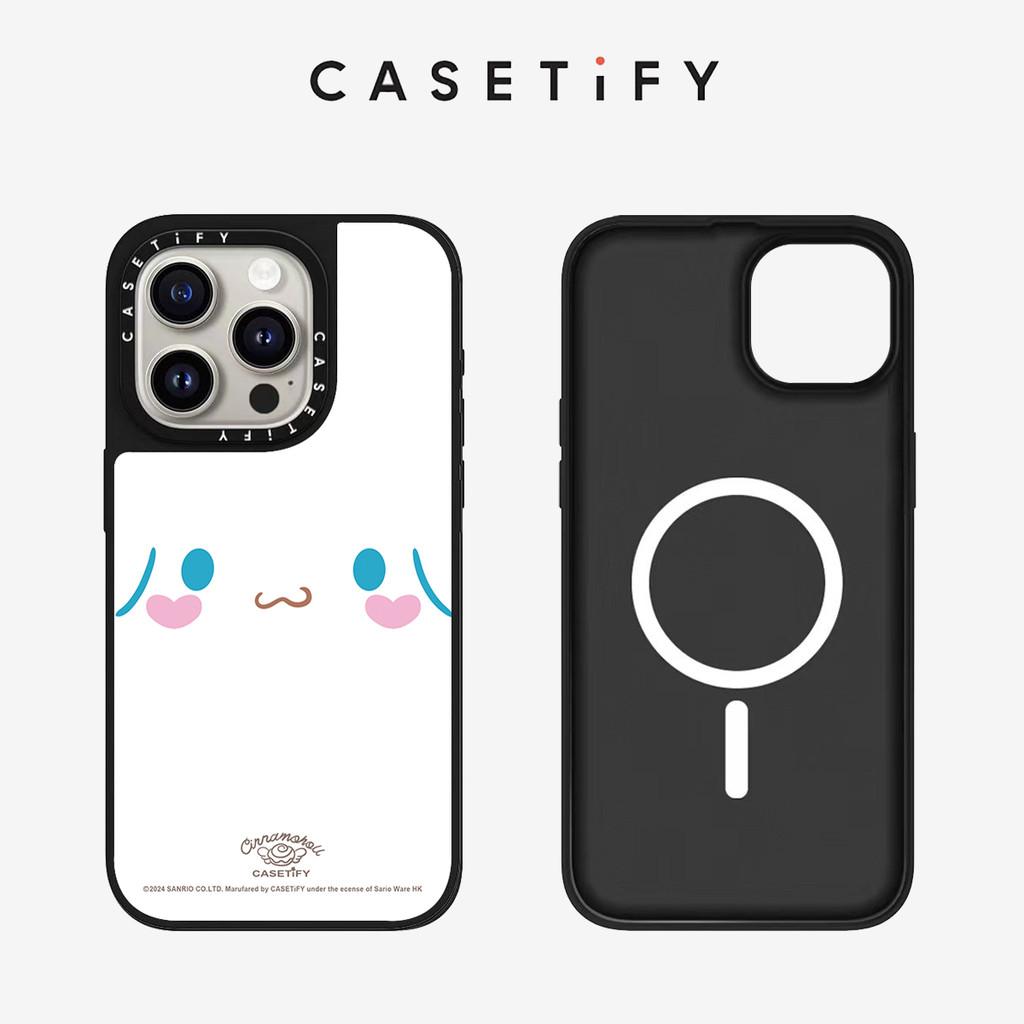 กระจกแม่เหล็กสีขาวหน้าใหญ่ Cinnamoroll hard เคสโทรศัพท์สําหรับ IPhone 16 ProMax 16Pro 15ProMax 15 16 14 13 12 11 Pro Max กรณีห่อปลอกกันกระแทกด้านหลังอะคริลิคฝาครอบ