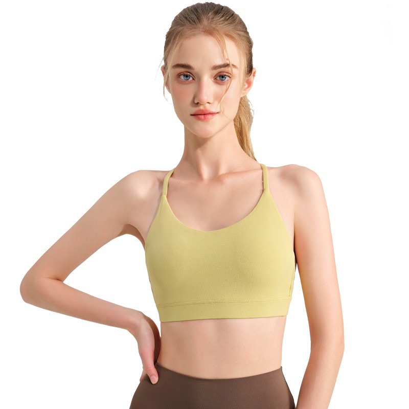 Wmuncc Halter โยคะ Bra ผู้หญิงสามเหลี่ยมสวยกลับใหม่กีฬา Push-Up กีฬาชุดชั้นในชุดโยคะ