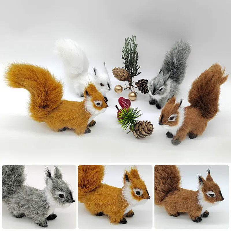 Mini Simulation Squirrel Plush Animal Ornament Christmas Table Decorations Children Birthday Gift Cu