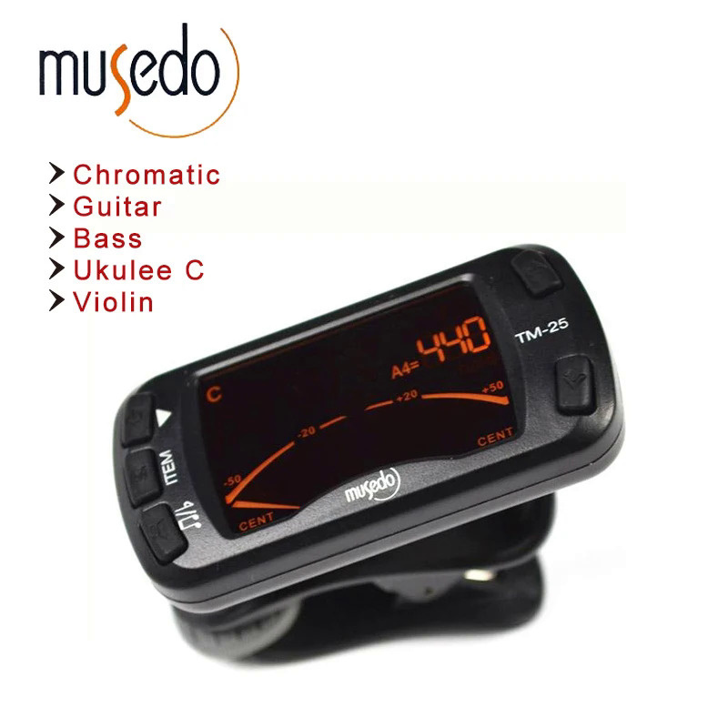 Musedo TM-25 Clip-on Electric Tuner & Metronome Guitar Chromatic Bass Violin Ukulele Universal Multi