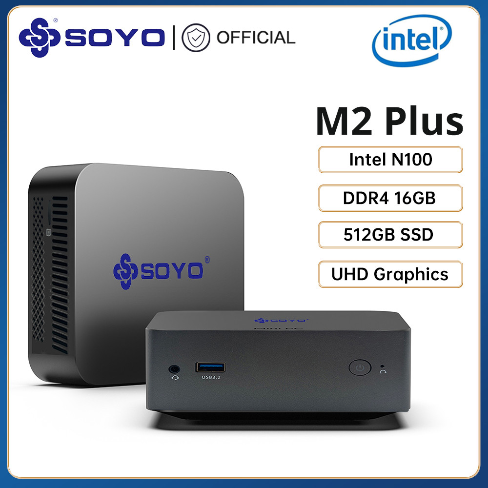 SOYO M2 Plus Mini PC Intel 12th N100 CPU DDR4 16GB RAM 512GB SSD Dual-Band WiFi BT4.2 USB3.2 DP Gaming Computer