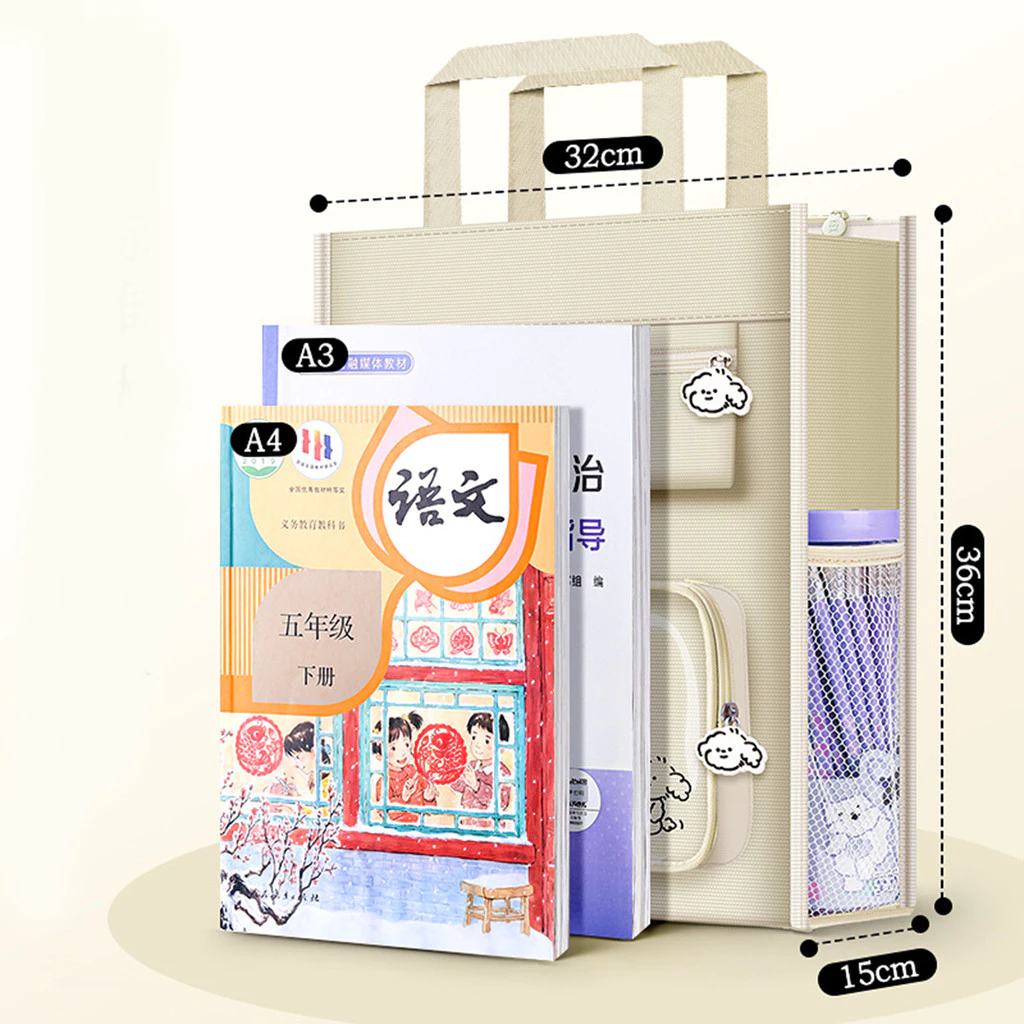 Ohayo แบบพกพาได้ เก็บหนังสือเรียนตำรา  ที่จัดระเบียบโฟลเดอร์ กระเป๋า ถุงเก็บมีซิป thumbnail 4