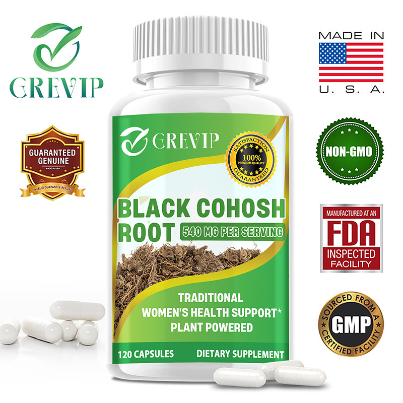 Greep สีดํา Cohosh | 540 มก | ปราศจากกลูเตน | อาหารเสริมสารสกัดรากวัวดํา 30/60/120 แคปซูล