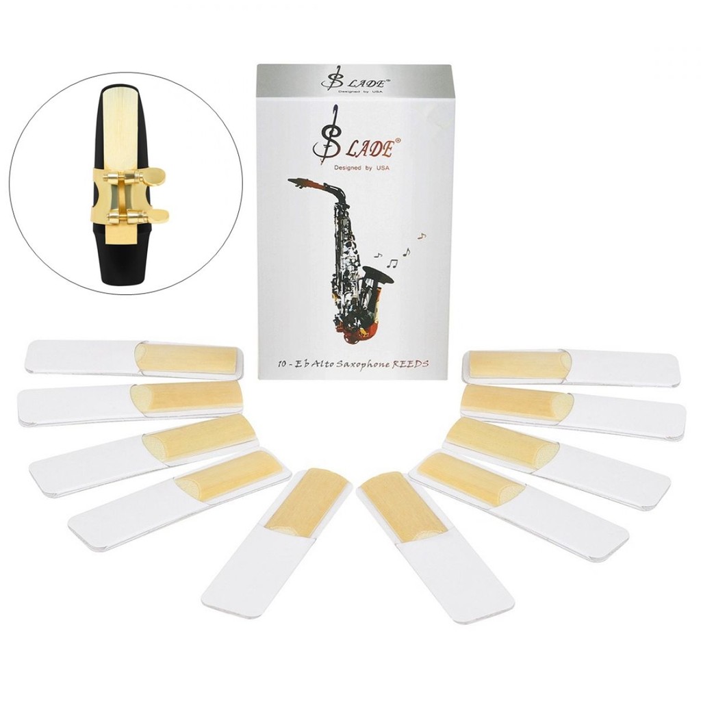 10 ชิ้น Soprano / Alto / Tenor แซ็กโซโฟน Reeds สําหรับแซ็กโซโฟนเริ่มต้นและเครื่องเล่นพร้อมฝาครอบส่วนบุคคล