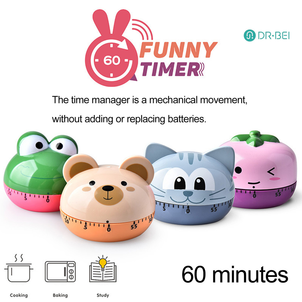 Dr.bei Alarm Timer การจัดการเวลา Easy to Operate การ์ตูนกบรูปร่างจับเวลาห้องครัวเครื่องมือทําอาหารอุปกรณ์ครัว