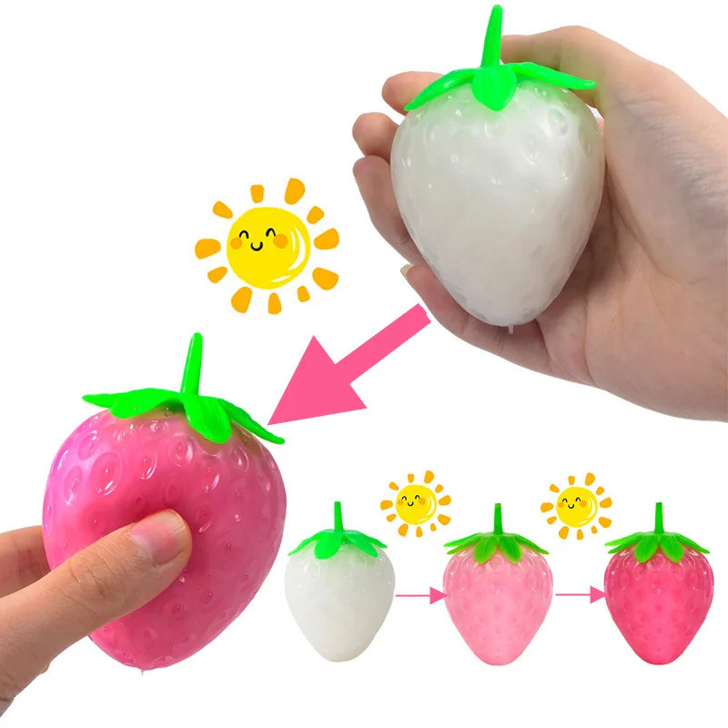 จําลองสตรอเบอร์รี่เปลี่ยนสี Squishy เด็ก Anti Stress Relief Ball Fidget Decompression ของเล่นเด็ก Sensory ออทิสติก