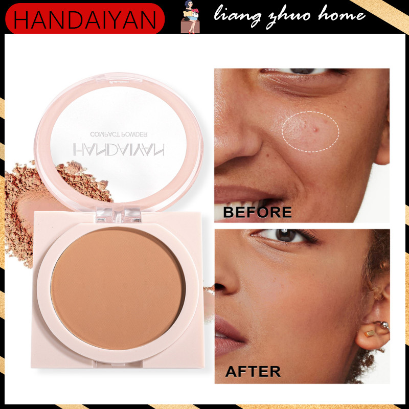 Handaiyan 8 สี Silky Smooth Pressed Powder Fully Cover คอนซีลเลอร์ Soft Mist Natural Lasting Makeup Setting Powder เครื่องสําอางกันน้ํา