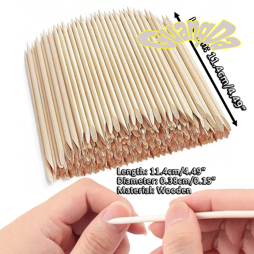 GuangDa 20/50/100 ชิ้นไม้สีส้มเล็บ Sticks สองด้าน Multi-Functional Cuticle Pusher, ทําเล็บมือเล็บเท้าเครื่องมือ,ความยาว 55/75/114 มม.