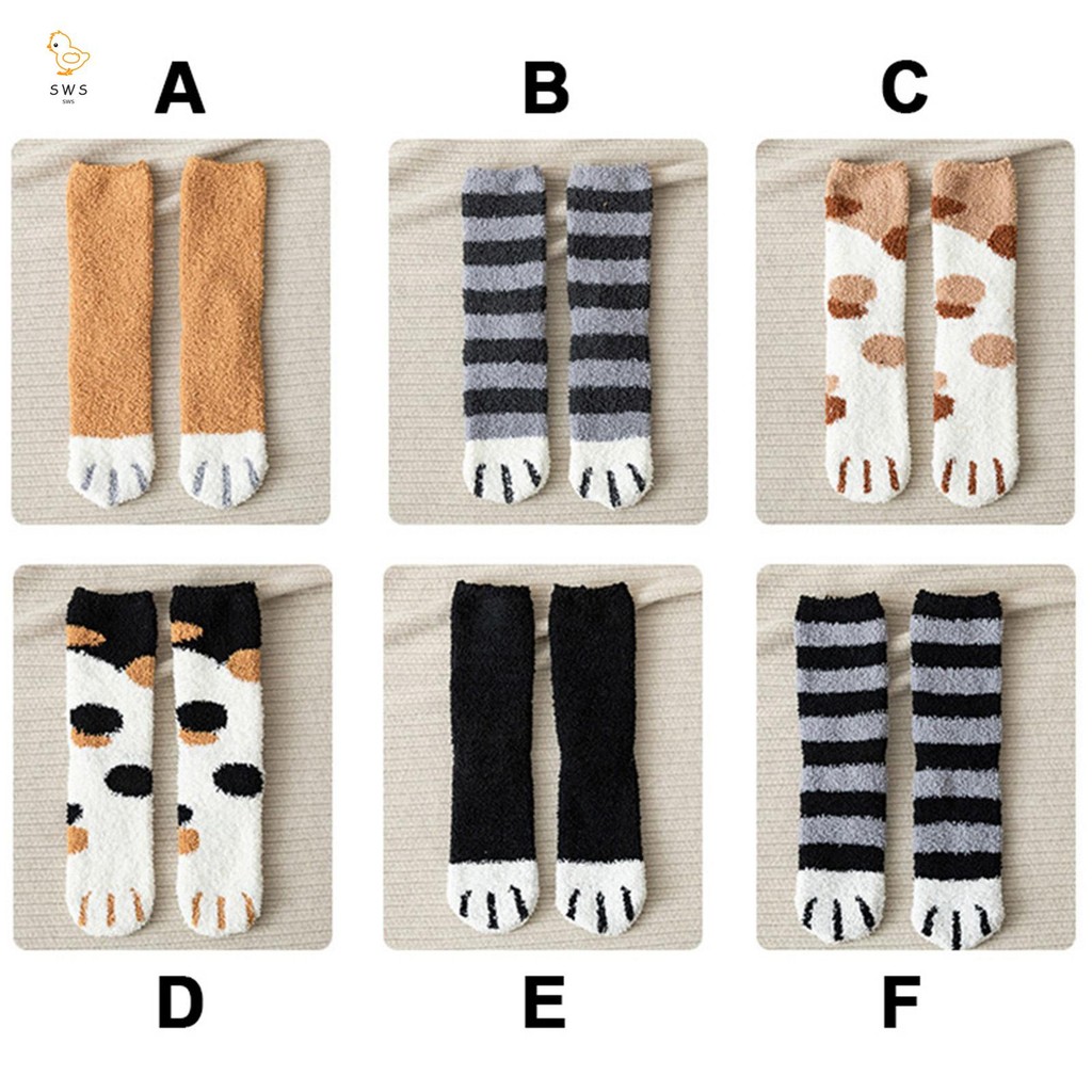 ผู้หญิงฤดูหนาวตุ๊กตาถุงเท้านอนปุยถุงเท้าแมว Cozy Fuzzy รองเท้าแตะถุงเท้า