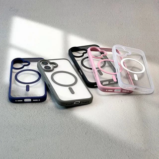 เคสแม่เหล็กใสสําหรับ iPhone 16/15/14/13/12/11 Pro Max อะคริลิคกันกระแทก กันลื่น ปกหลัง