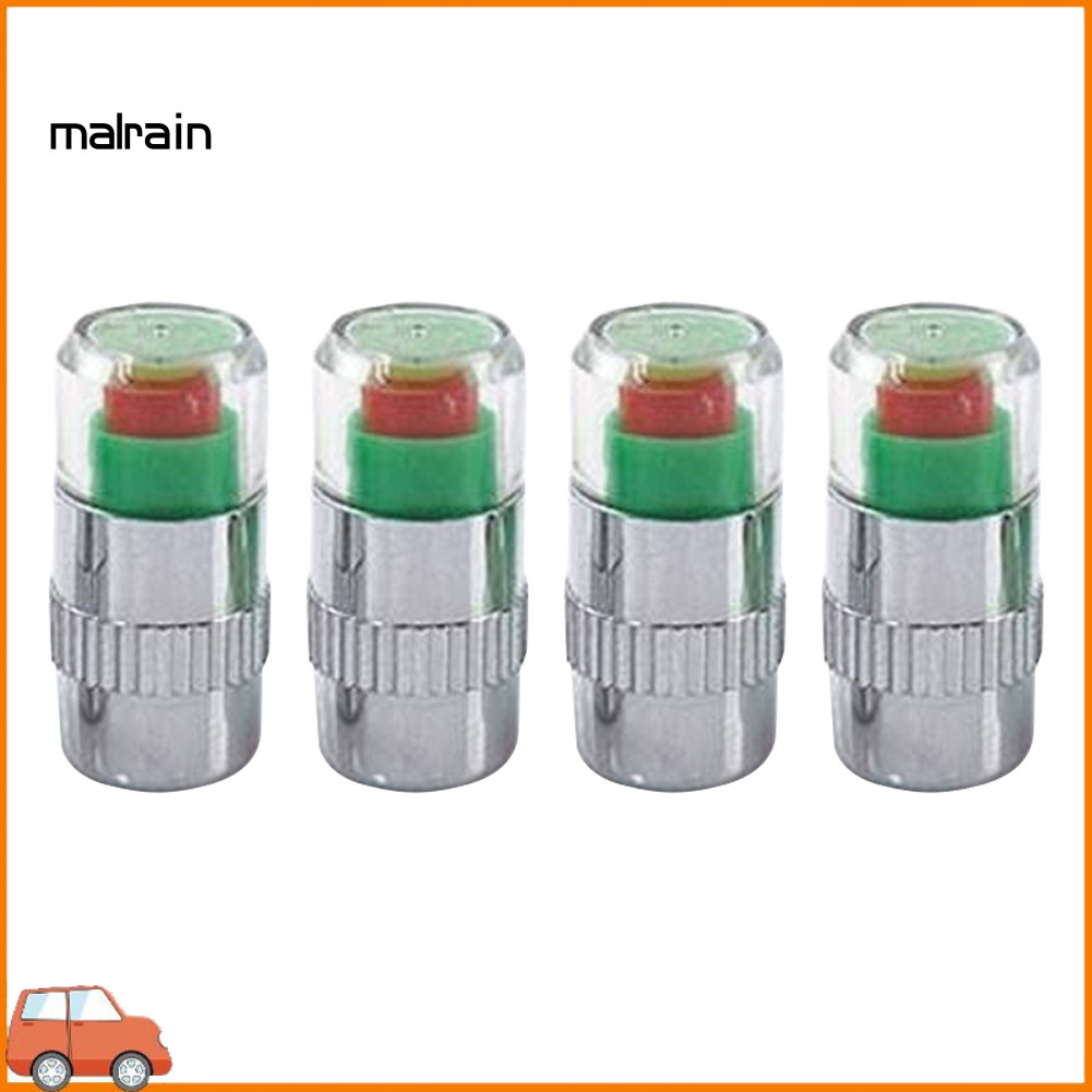 [Ma] 4 ชิ้น Auto Car Tyre Pressure Monitor Sensor Indicator Alert Valve Stems Caps