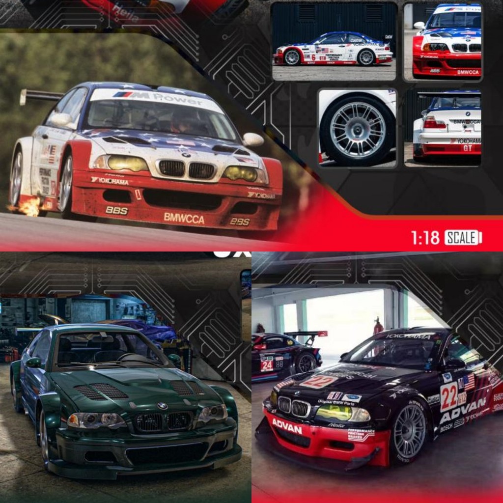 TPC DCM 1: 18 BMW BMW M3 GTR E46 Advan ALMS โมเดลรถโลหะผสมเปิดเต็มรูปแบบ