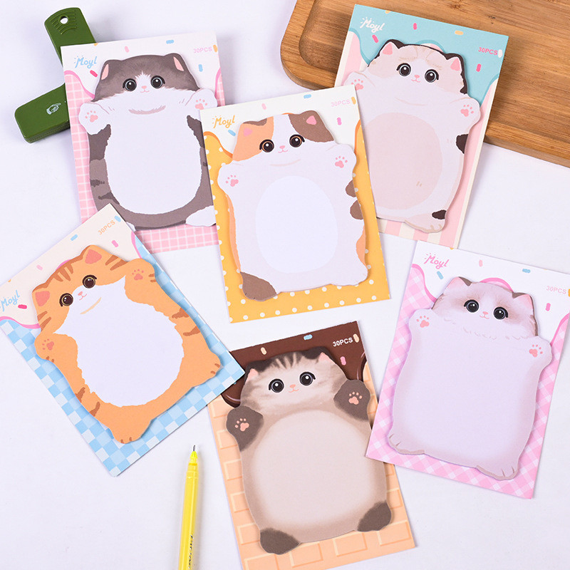 30 แผ่นการ์ตูนแมวเด็ก Series Sticky Notes นักเรียนแบบพกพา Memo Pad