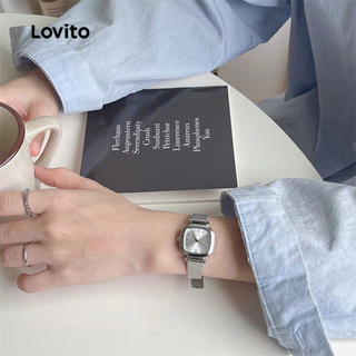 Lovito สง่างาม นาฬิกาควอตซ์แบบ โลหะ สไตล์ฝรั่งเศส สำหรับผู้หญิง ดีไซน์มินิมัล ลายนาฬิกา LFA86236