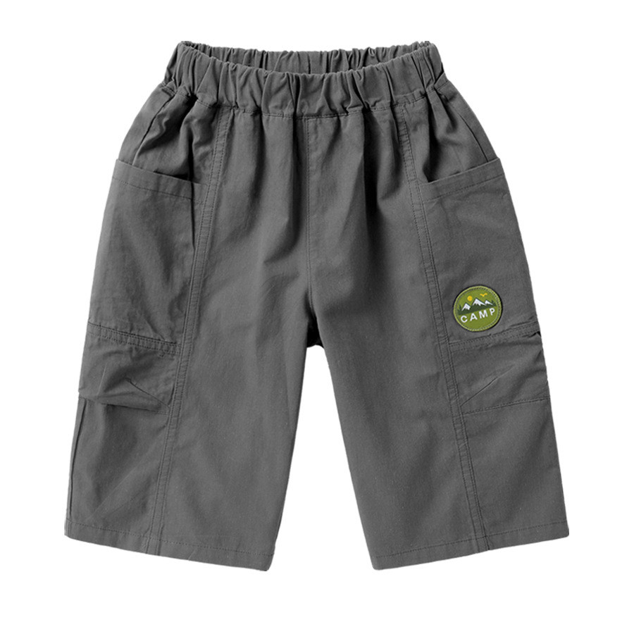 กางเกงขาสั้นเด็กชายผ้าฝ้ายแท้ สไตล์ใหม่ สำหรับฤดูร้อน ปี 2025 กางเกงตัดแต่งสำหรับเด็กชาย ยู15678 - รูปที่ 3