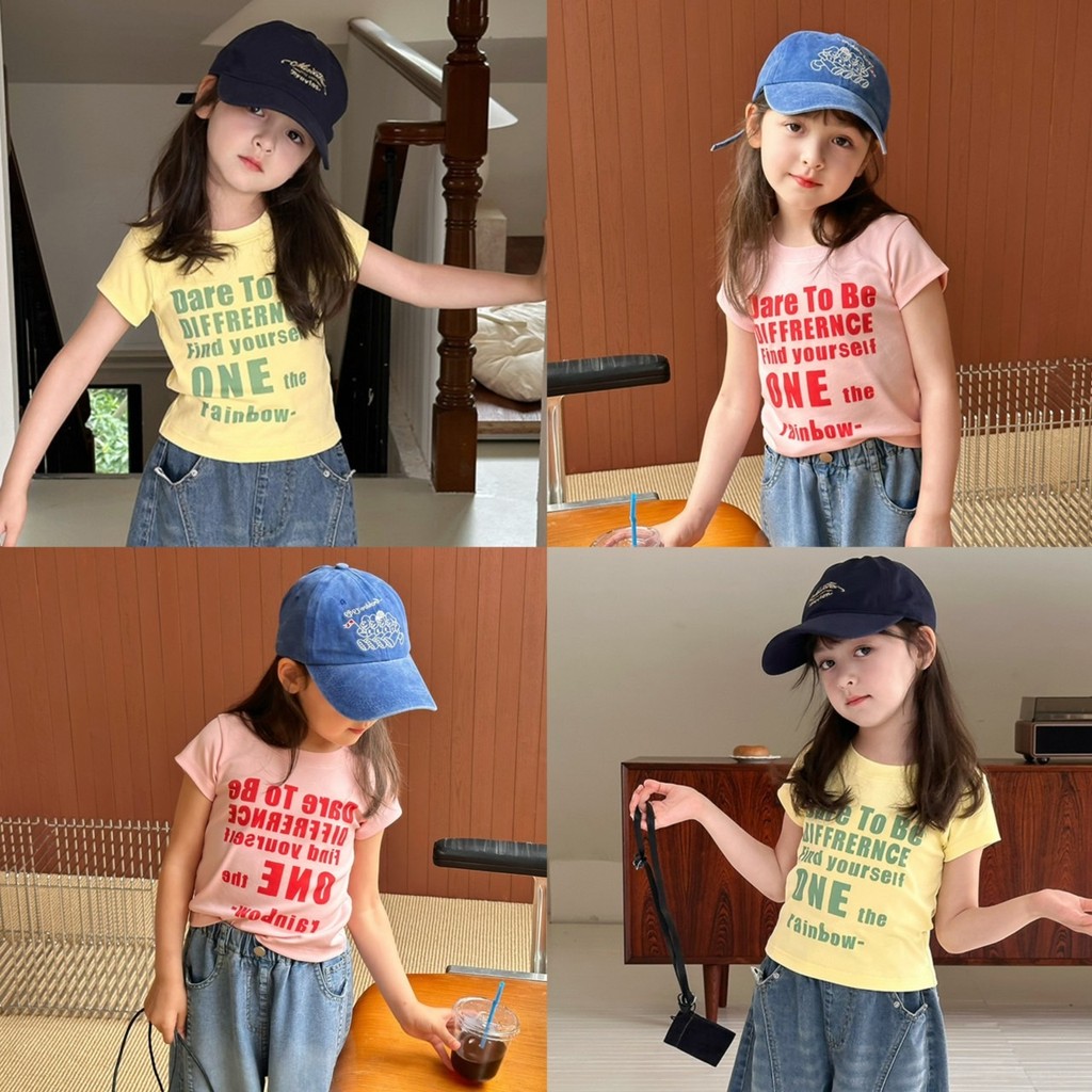 PRETTY BABY เสื้อยืดเด็กผู้หญิง เสื้อทรงเข้ารูป สีสันสดใส แฟชั่นเด็ก (1666)