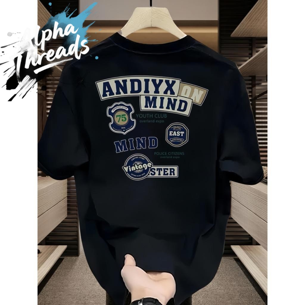 (จัดส่งตลอด 24 ชั่วโมง)Alpha Threads เสื้อคอสั้นสำหรับฤดูร้อน พิมพ์แฟชั่น สบายคลุมร่าง เหมาะสำหรับแต