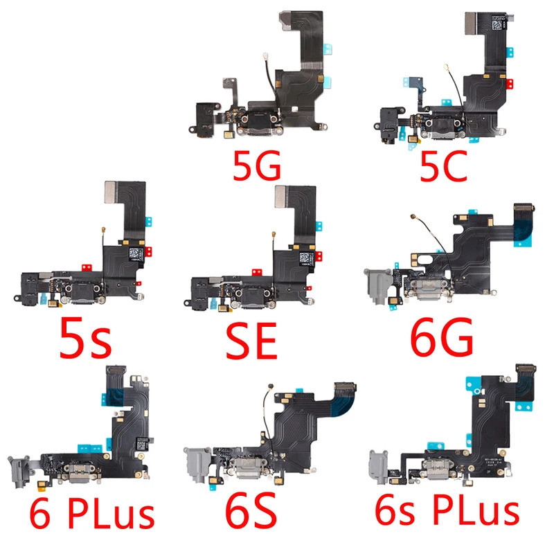 สําหรับ iPhone 6G 6 6S Plus 5G 5C 5S SE ชาร์จพอร์ต Dock Connector หูฟังแจ็คเสียง + ไมโครโฟน Flex Cab