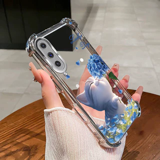 SAMSUNG สําหรับSamsung A50 A50S A30S A70 A750 A7 2018 เคสโทรศัพท์ดอกไม้แมวสี่มุมซิลิโคนTPUโปร่งใสSoft shell XH007