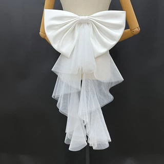 Ball Gown ที่ถอดออกได้ซาติน Bow Tie สําหรับงานแต่งงานชุด Deteable Bow เข็มขัดเอวสําหรับ Party Prom Gowns ตกแต่งอุปกรณ์เสริม