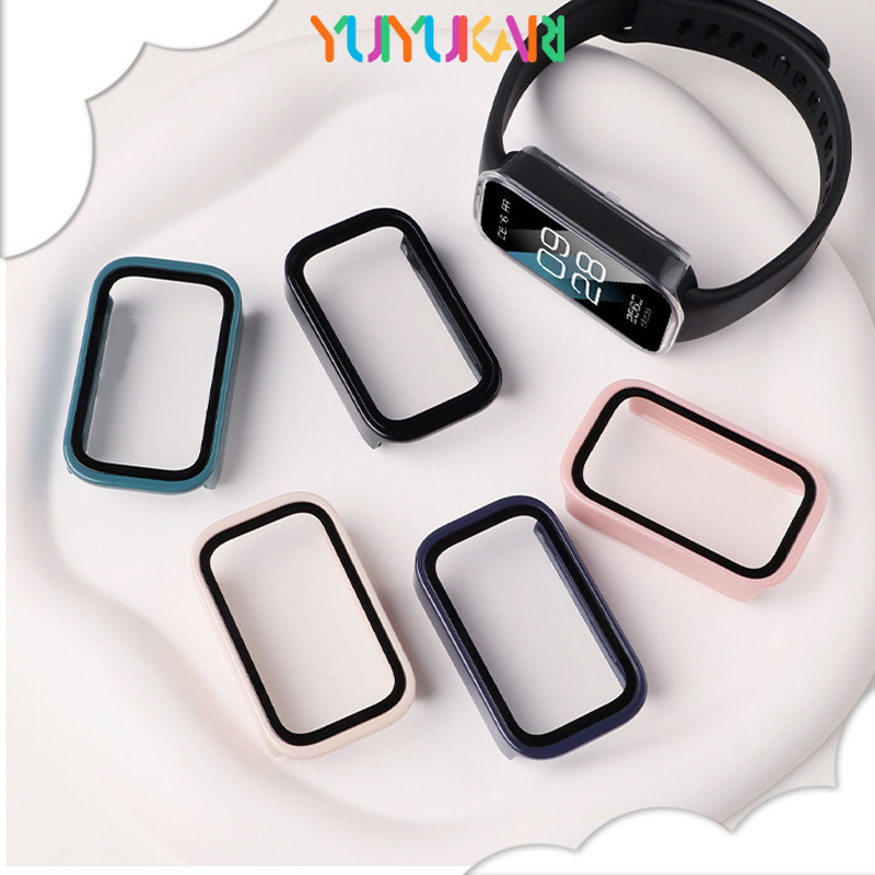 กรณีคอมพิวเตอร์แข็งสำหรับ for Xiaomi Mi Band 9 Active/Redmi Band 3 Anti Gores นิรภัยแก้วป้องกันหน้าจอ อุปกรณ์เสริมฝาครอบ