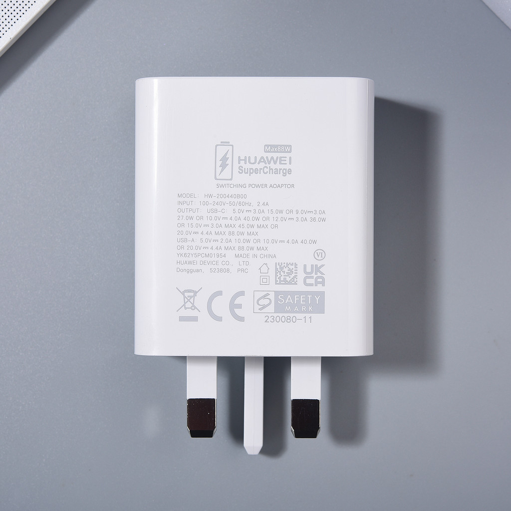 Original HUAWEI 88W Dual Ports Charger Super Fast Charger USB A/C PD UK Power Adapter 6A ประเภท C สํ
