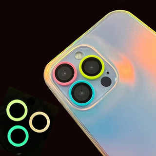 ฟิล์มเลนส์กล้อง เรืองแสง สำหรับ For iPhone 16 11 12 13 14 15 Pro Max 11 Pro 12 13 Mini เรืองแสงฟิล์มเลนส์กล้อง