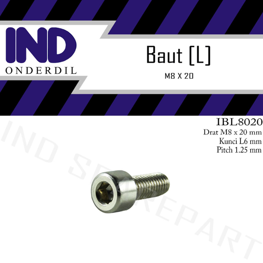 1 PC IND Bolt-Bud-Bolt อะไหล่ L-L6 8x20-M8X20-M 8 x 20 Key-K 5 P-Pitch 1.25