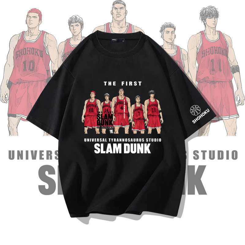 Slam Dunk Master Five Tigers เสื้อยืดผ้าฝ้ายแท้แขนสั้น สำหรับทั้งชายและหญิง ยุคฤดูร้อน ทรงสวมใส่สบายคลาสสิกสไตล์ STREETWEAR