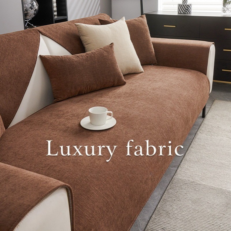 Simplized Solid Chenille ผ้าคลุมโซฟาสําหรับห้องนั่งเล่น Heavy Non-Slip โซฟาเบาะรองนั่ง Anti-cat Scratch Four Seasons Universal โซฟา Protector ครอบคลุม