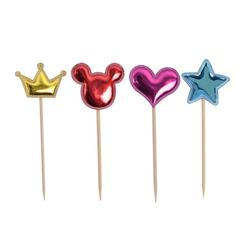 [ขายส่ง] 50 ชิ้นเค้ก Topper Star, Crown, Love Mini Stick-on/Love Crown Star ตกแต่งเค้ก